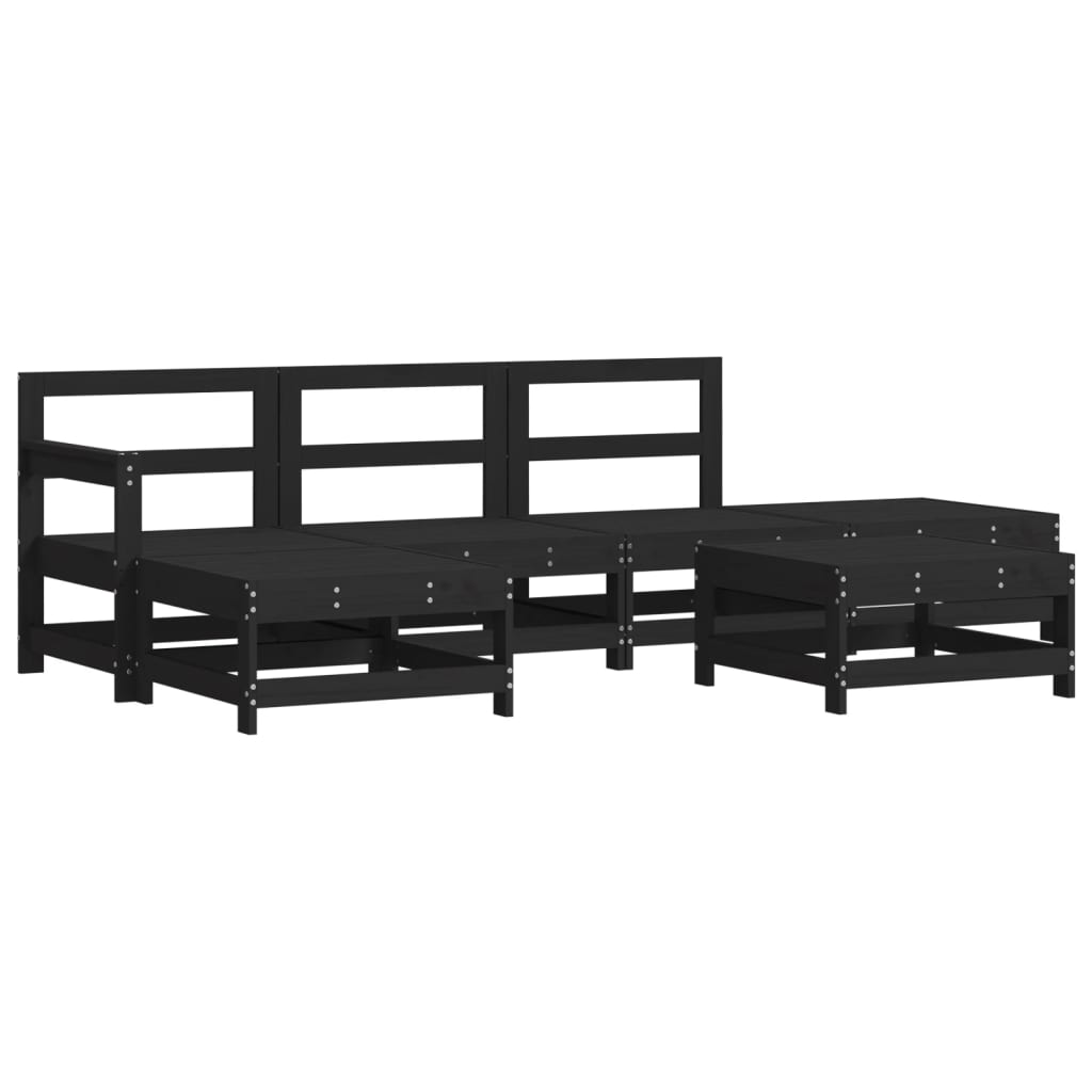 Set Divani da Giardino 6 pz con Cuscini in Legno Massello Nero - homemem39