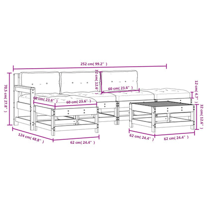 Set Divani da Giardino 6 pz con Cuscini in Legno Massello Nero - homemem39