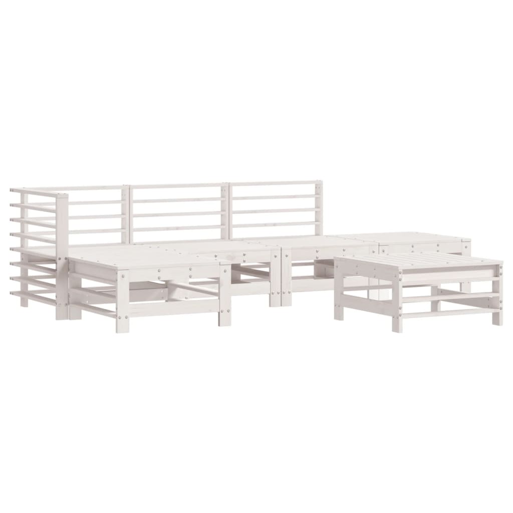 Set Divani da Giardino 6pz con Cuscini in Legno Massello Bianco - homemem39