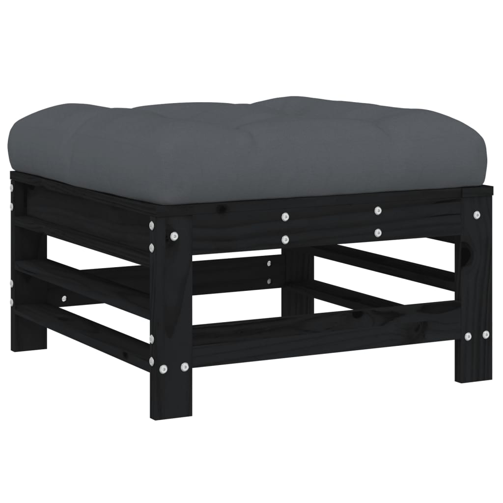 Set Divani da Giardino 6 pz con Cuscini in Legno Massello Nero - homemem39