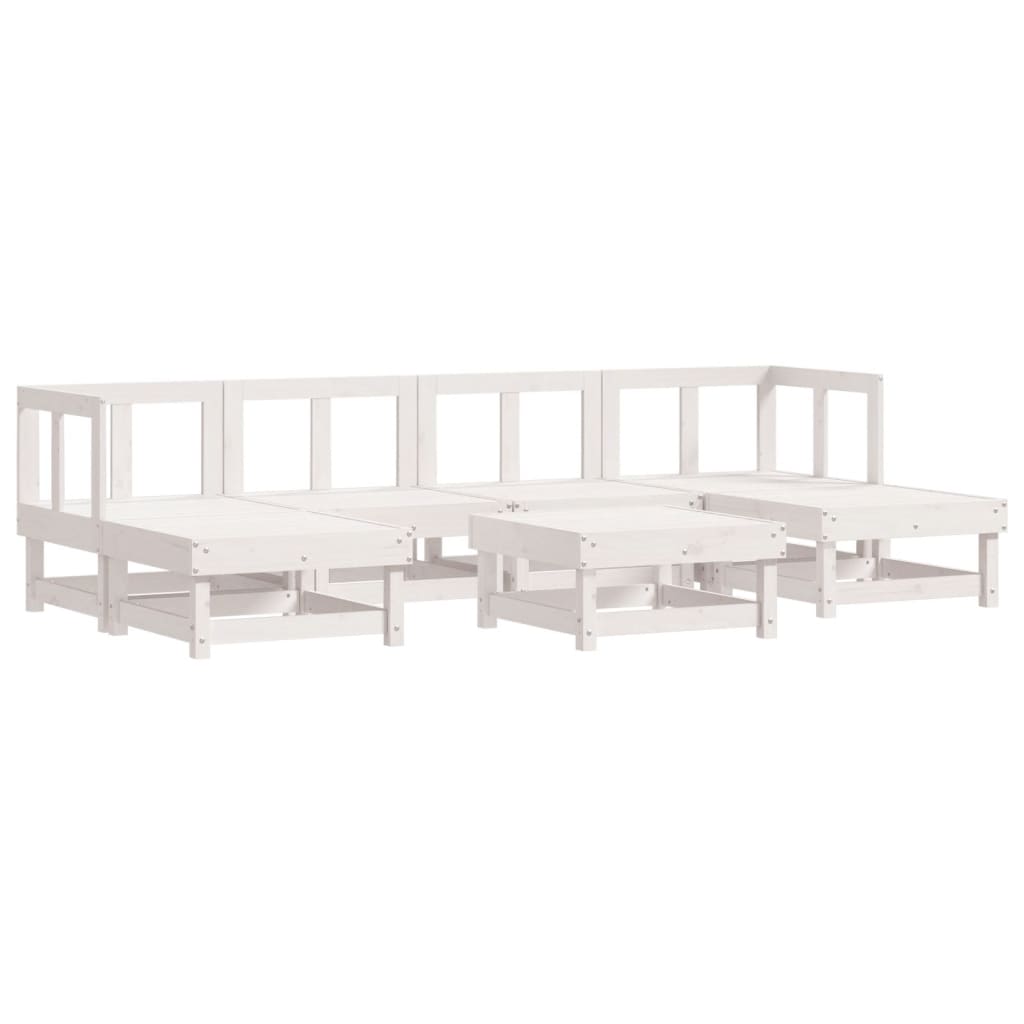 Set Divani da Giardino 7pz con Cuscini in Legno Massello Bianco - homemem39