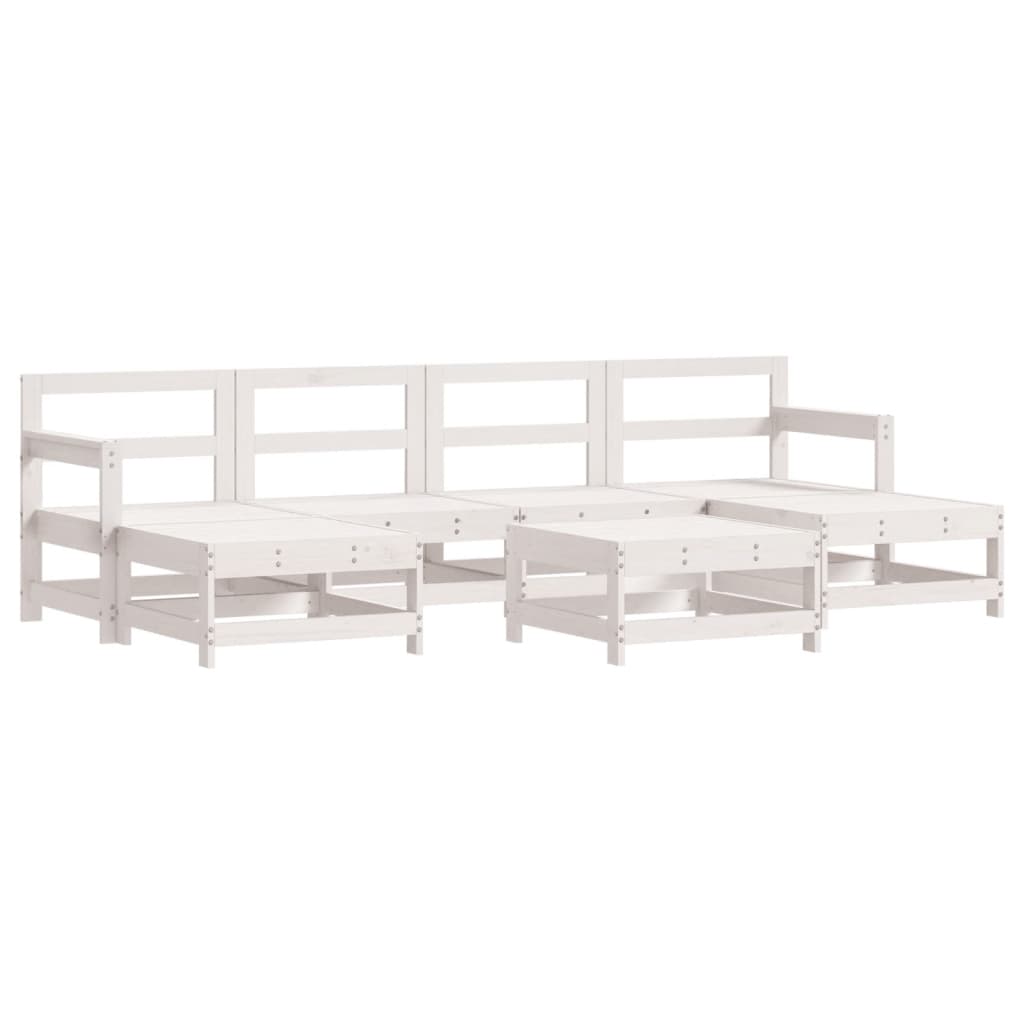 Set Divani da Giardino 7pz con Cuscini in Legno Massello Bianco - homemem39