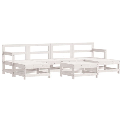 Set Divani da Giardino 7pz con Cuscini in Legno Massello Bianco - homemem39