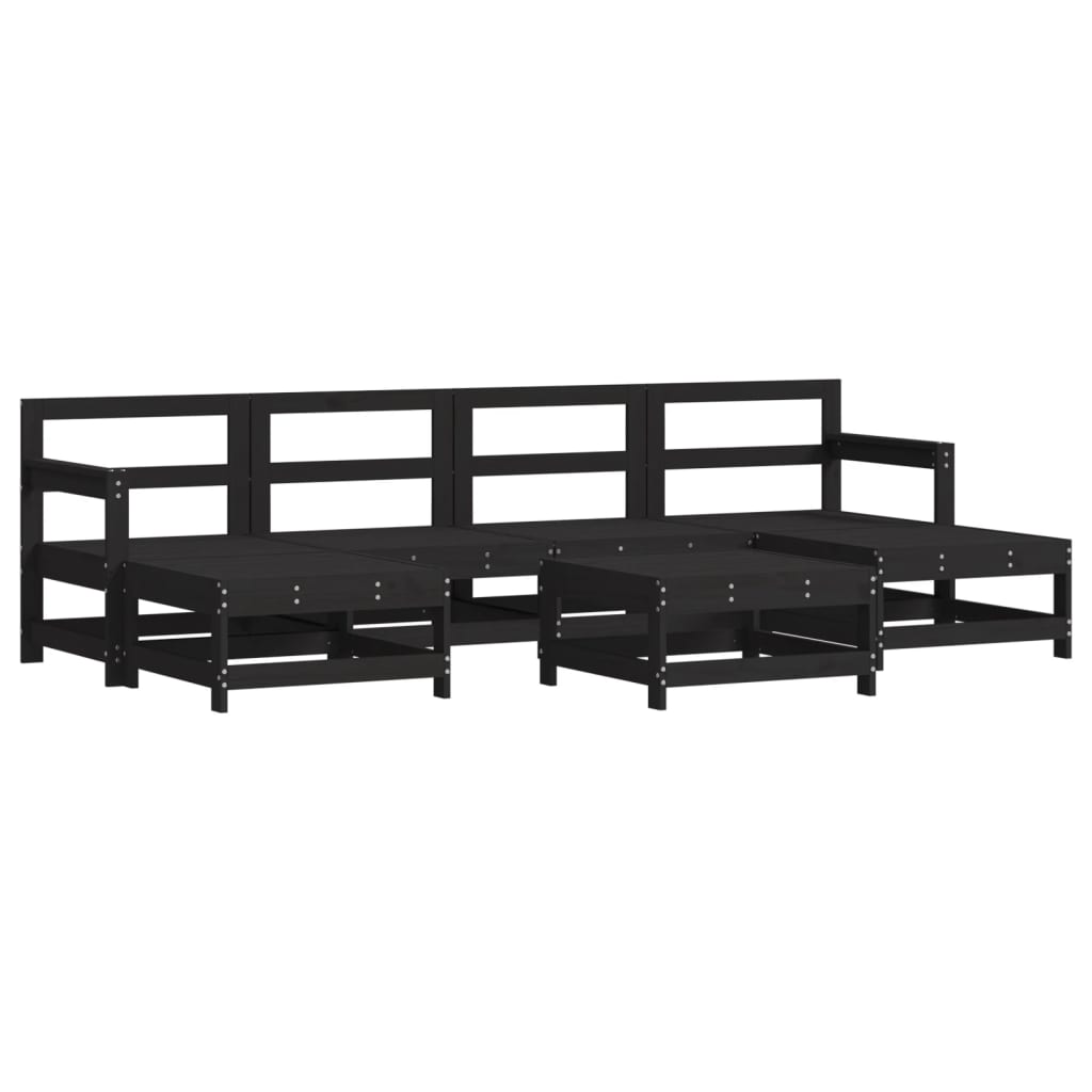 Set Divani da Giardino 7 pz con Cuscini in Legno Massello Nero - homemem39