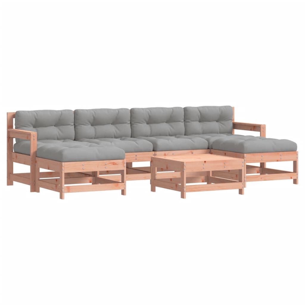 Set Divani Giardino 7 pz con Cuscini Legno Massello di Douglas - homemem39