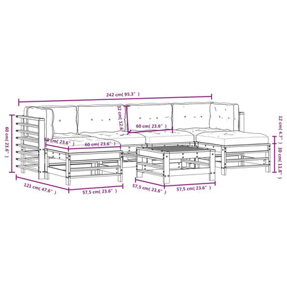 Set Divani da Giardino 7 pz con Cuscini in Legno Massello - homemem39