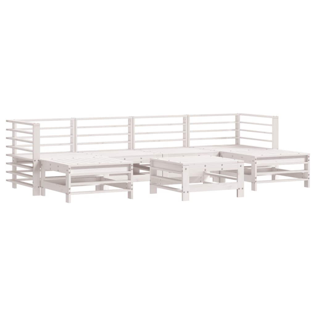 Set Divani da Giardino 7pz con Cuscini in Legno Massello Bianco - homemem39