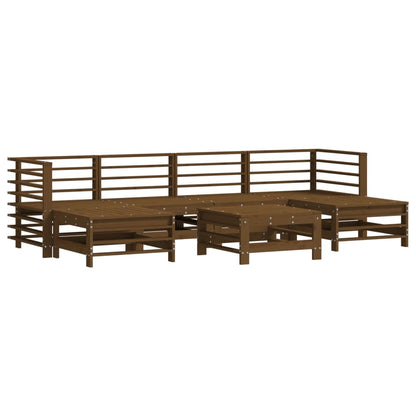 Set Divani da Giardino 7 pz con Cuscini in Legno Massello Miele - homemem39