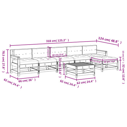 Set Divani da Giardino 7pz con Cuscini in Legno Massello Grigio - homemem39