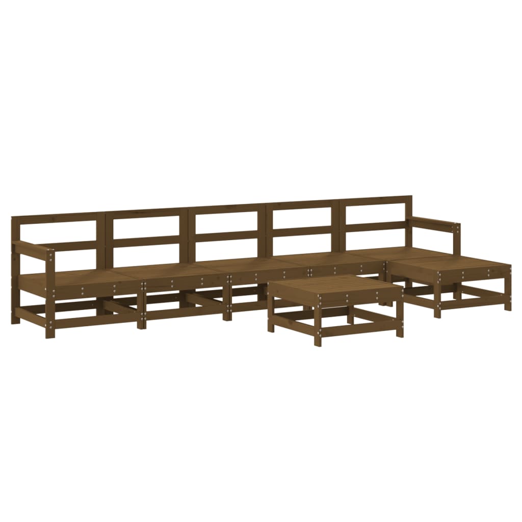 Set Divani da Giardino 7 pz con Cuscini in Legno Massello Miele - homemem39