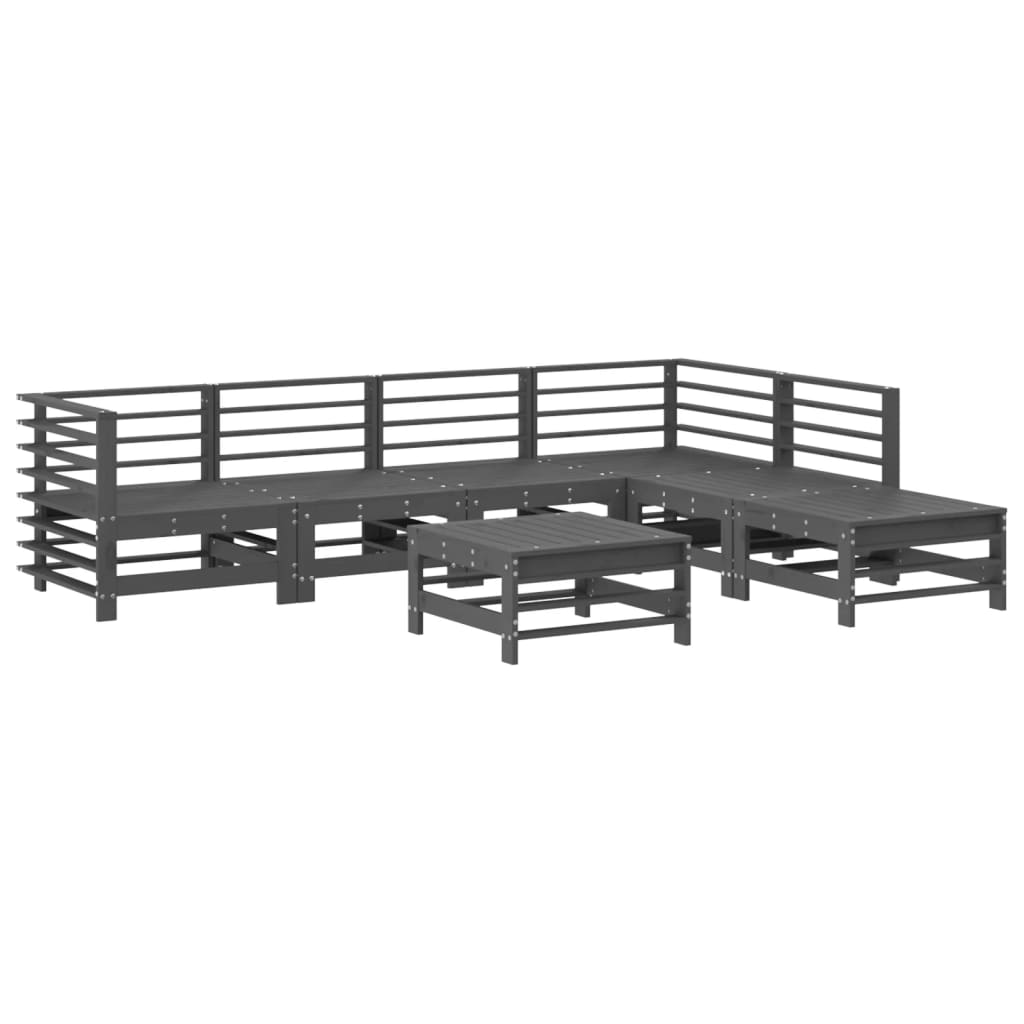 Set Divani da Giardino 7pz con Cuscini in Legno Massello Grigio - homemem39