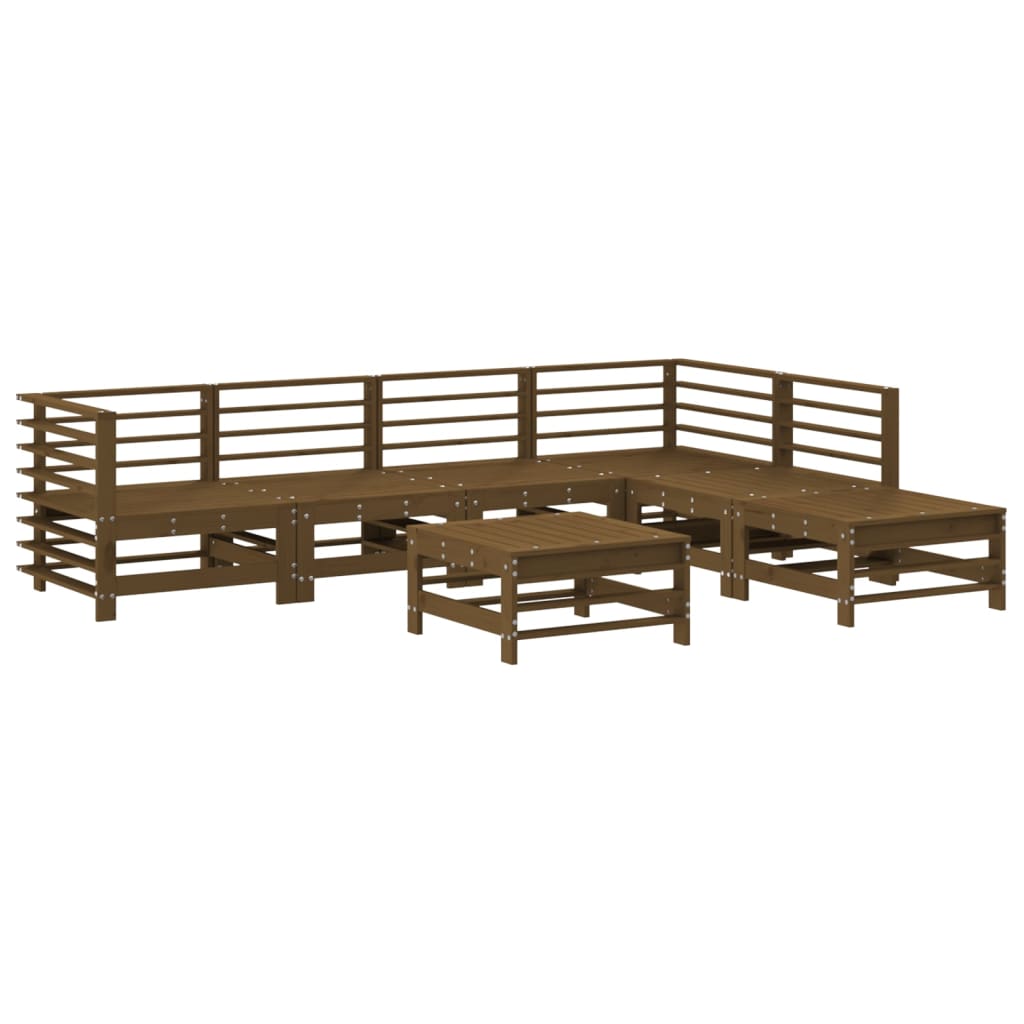 Set Divani da Giardino 7 pz con Cuscini in Legno Massello Miele - homemem39