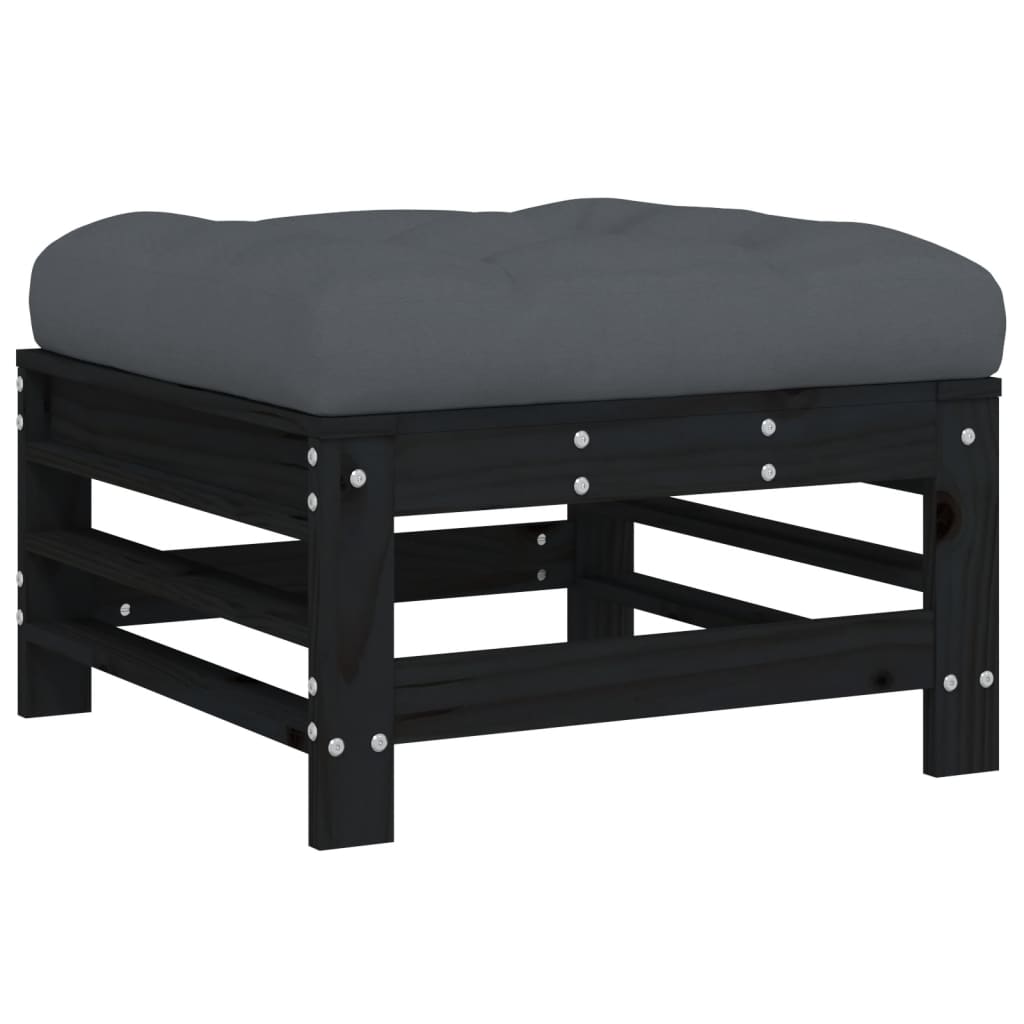 Set Divani da Giardino 7 pz con Cuscini in Legno Massello Nero - homemem39