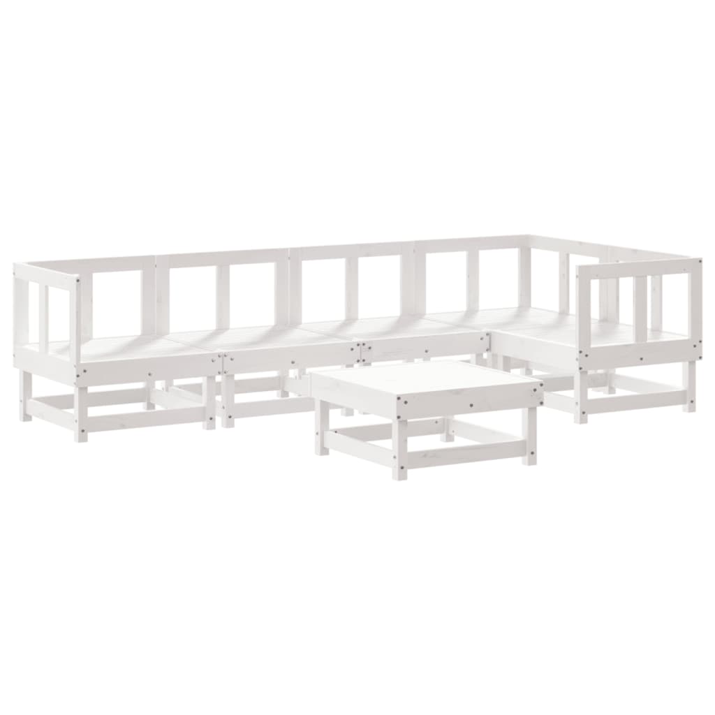 Set Divani da Giardino 6pz con Cuscini in Legno Massello Bianco - homemem39