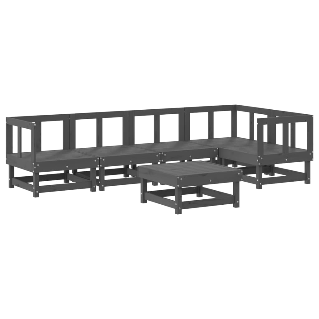 Set Divani da Giardino 6pz con Cuscini in Legno Massello Grigio - homemem39