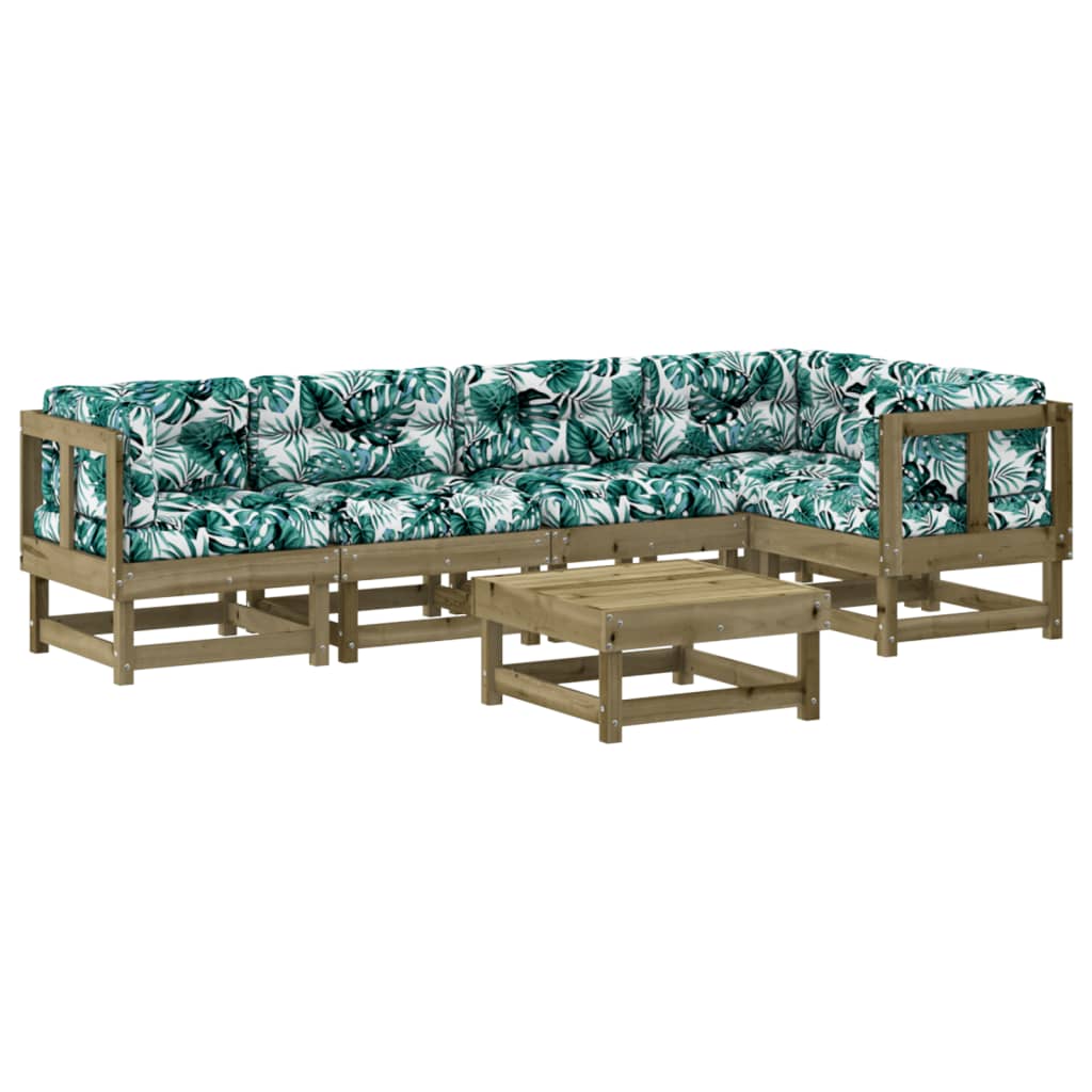 Set Divani da Giardino 6pz con Cuscini Legno Impregnato di Pino - homemem39