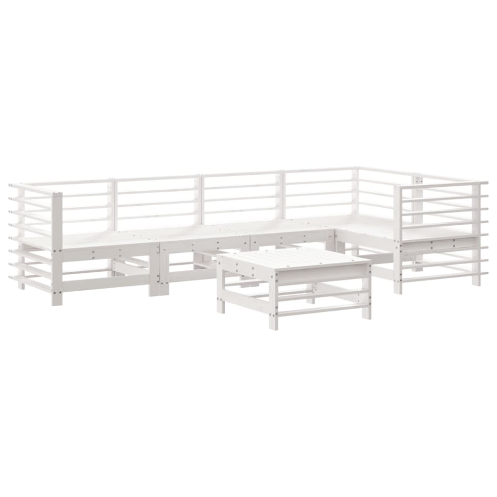 Set Divani da Giardino 6pz con Cuscini in Legno Massello Bianco - homemem39