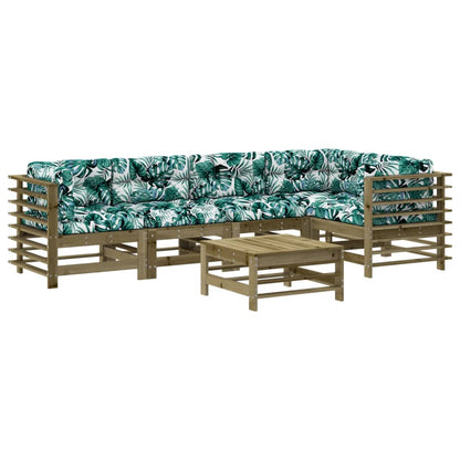 Set Divani da Giardino 6pz con Cuscini Legno Impregnato di Pino - homemem39