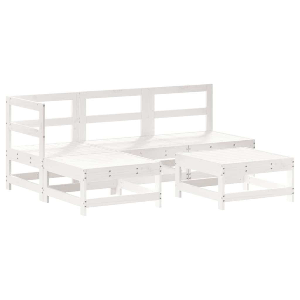 Set Divani da Giardino 5pz con Cuscini in Legno Massello Bianco - homemem39