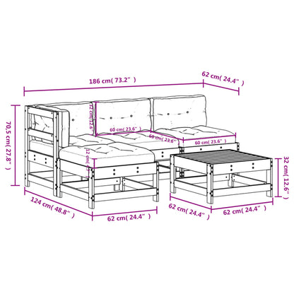 Set Divani da Giardino 5pz con Cuscini in Legno Massello Bianco - homemem39