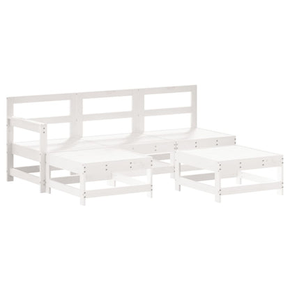 Set Divani da Giardino 5pz con Cuscini in Legno Massello Bianco - homemem39