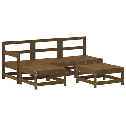 Set Divani da Giardino 5 pz con Cuscini in Legno Massello Miele - homemem39