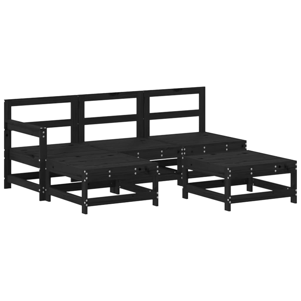 Set Divani da Giardino 5 pz con Cuscini in Legno Massello Nero - homemem39