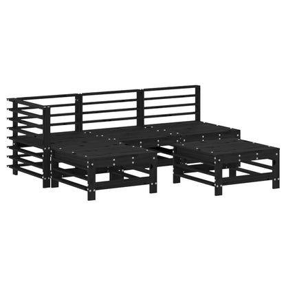 Set Divani da Giardino 5 pz con Cuscini in Legno Massello Nero - homemem39