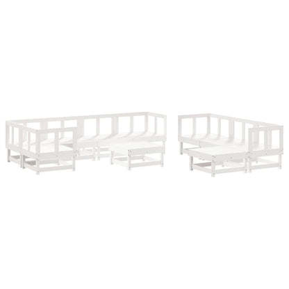 Set Divani da Giardino 10 pz con Cuscini Legno Massello Bianco - homemem39