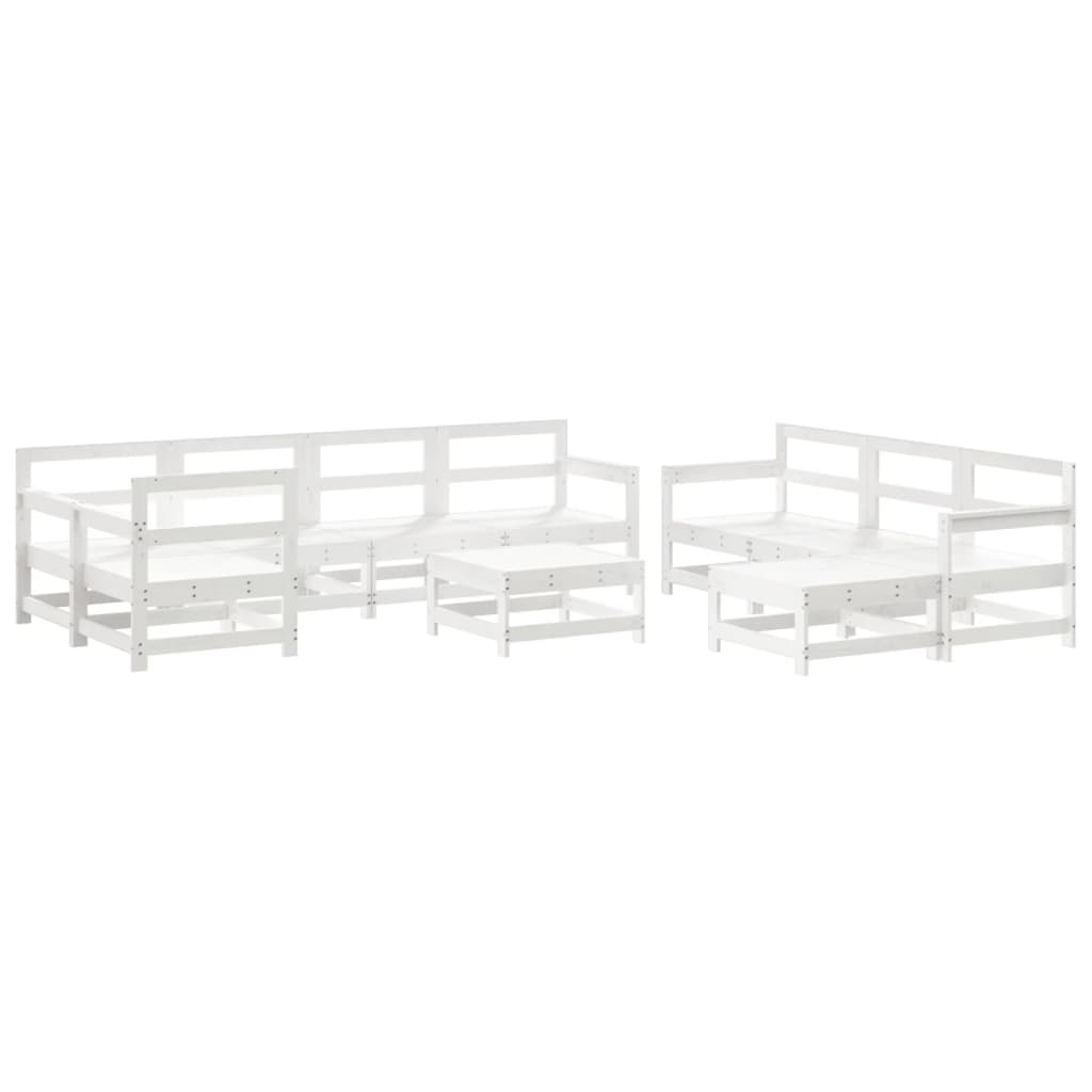 Set Divani da Giardino 10 pz con Cuscini Legno Massello Bianco - homemem39