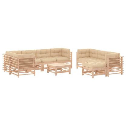 Set Divani da Giardino 10 pz con Cuscini in Legno Massello - homemem39