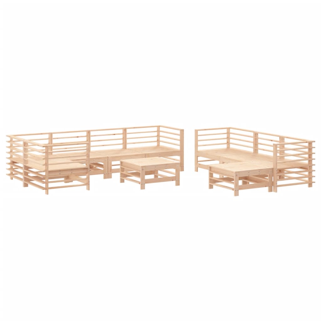 Set Divani da Giardino 10 pz con Cuscini in Legno Massello - homemem39