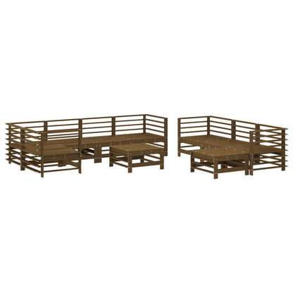 Set Divani da Giardino 10pz con Cuscini in Legno Massello Miele - homemem39