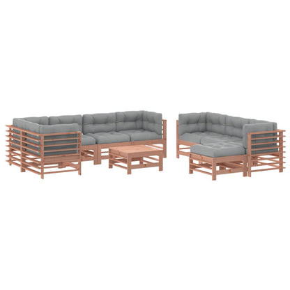 Set Divani Giardino 10pz con Cuscini Legno Massello di Douglas - homemem39