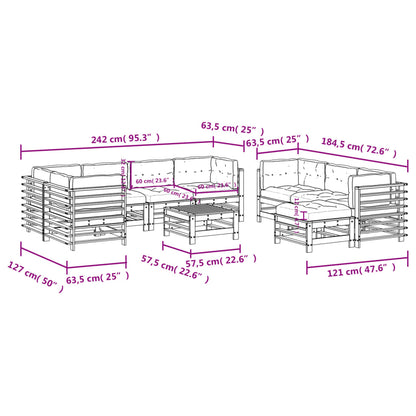 Set Divani Giardino 10pz con Cuscini Legno Massello di Douglas - homemem39