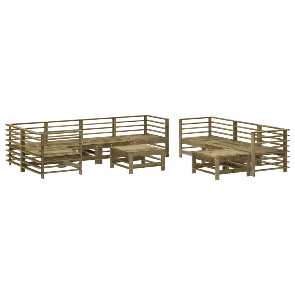 Set Divani da Giardino 10 pz con Cuscini Legno Impregnato Pino - homemem39