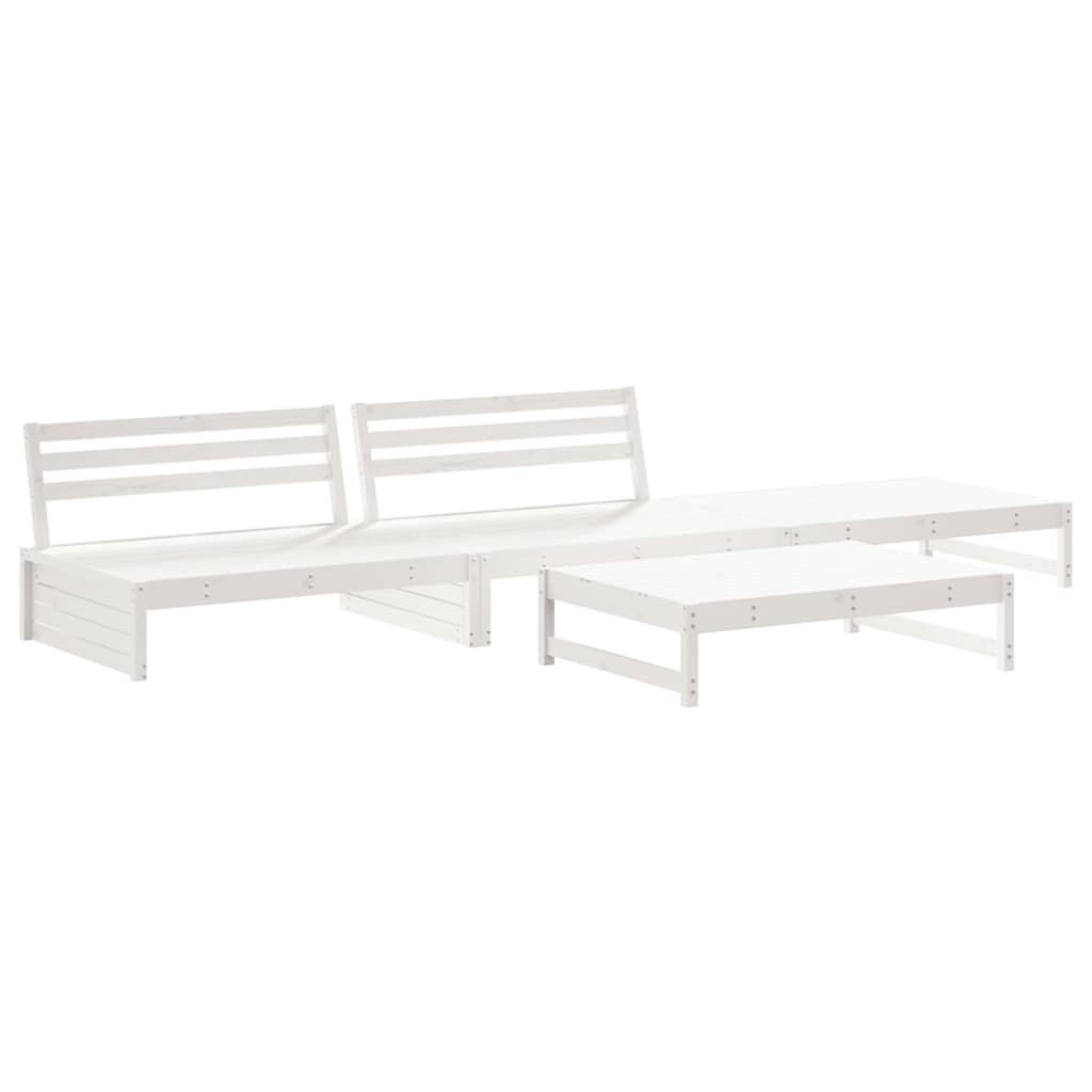 Set Divani da Giardino 4pz con Cuscini in Legno Massello Bianco - homemem39