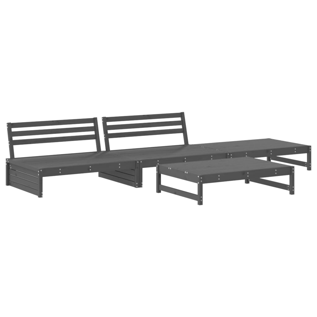 Set Divani da Giardino 4pz con Cuscini in Legno Massello Grigio - homemem39