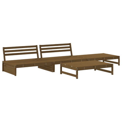 Set Divani da Giardino 4 pz con Cuscini in Legno Massello Miele - homemem39