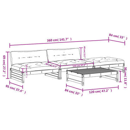 Set Divani da Giardino 4pz con Cuscini Legno Impregnato di Pino - homemem39