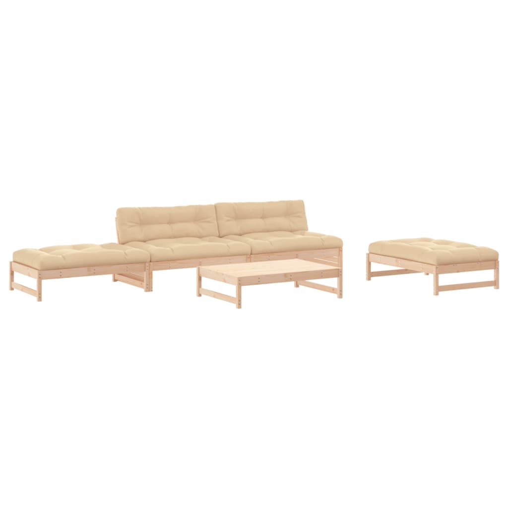 Set Divani da Giardino 5 pz con Cuscini in Legno Massello - homemem39