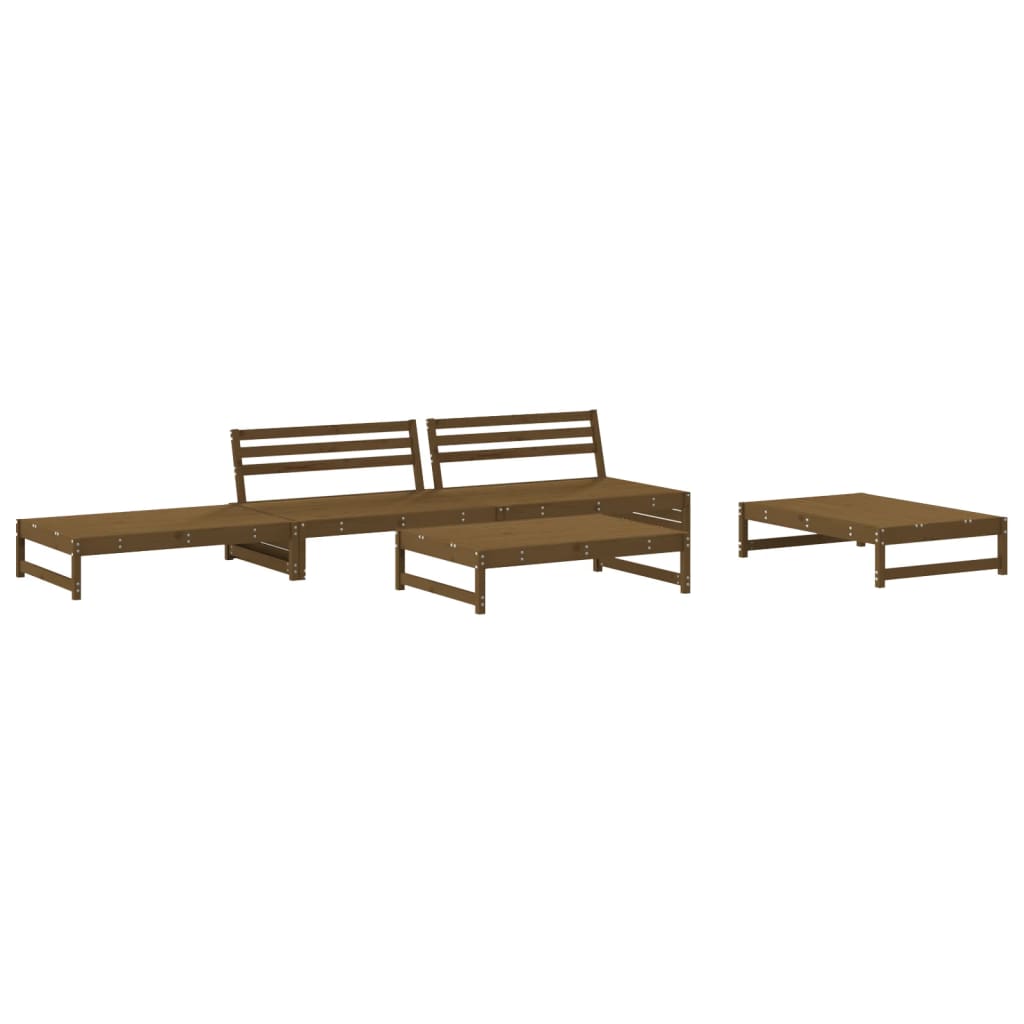 Set Divani da Giardino 5 pz con Cuscini in Legno Massello Miele - homemem39