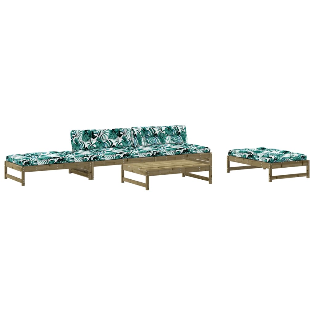 Set Divani da Giardino 5pz con Cuscini Legno Impregnato di Pino - homemem39