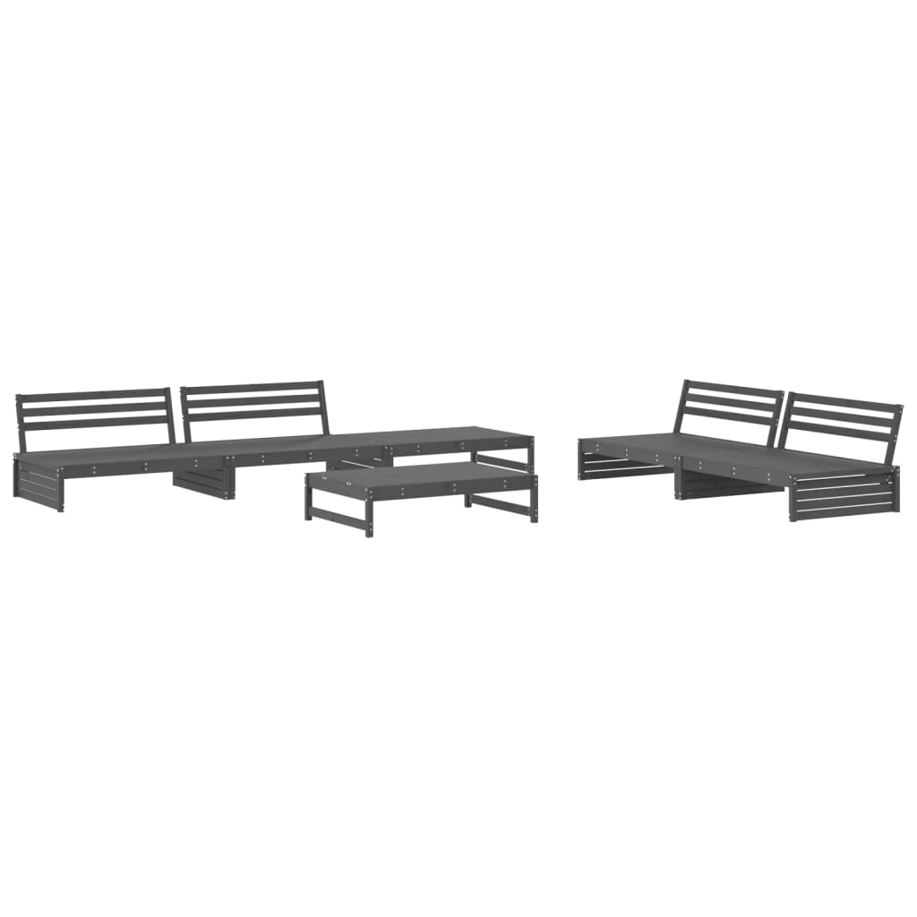 Set Divani da Giardino 6pz con Cuscini in Legno Massello Grigio - homemem39