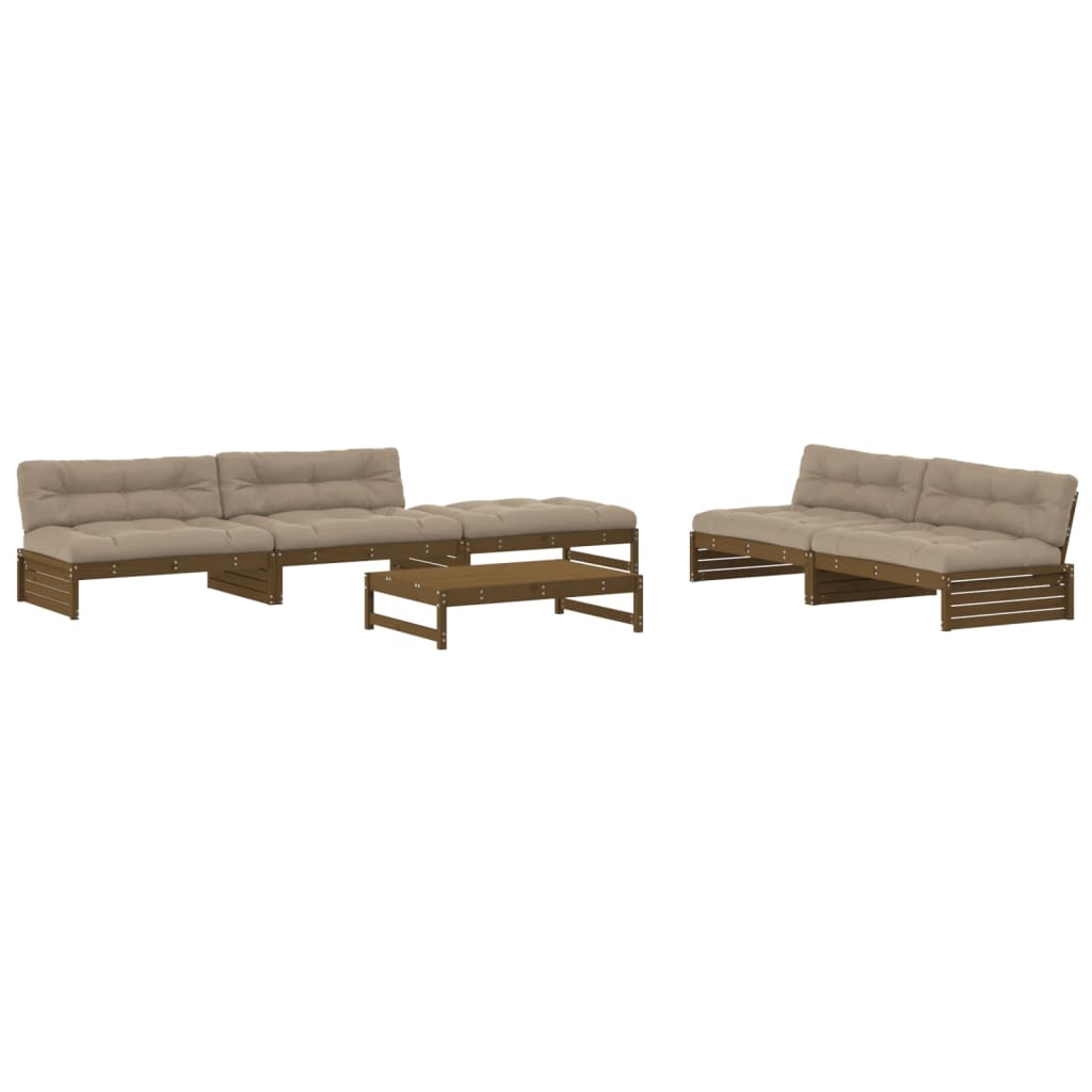 Set Divani da Giardino 6 pz con Cuscini in Legno Massello Miele - homemem39