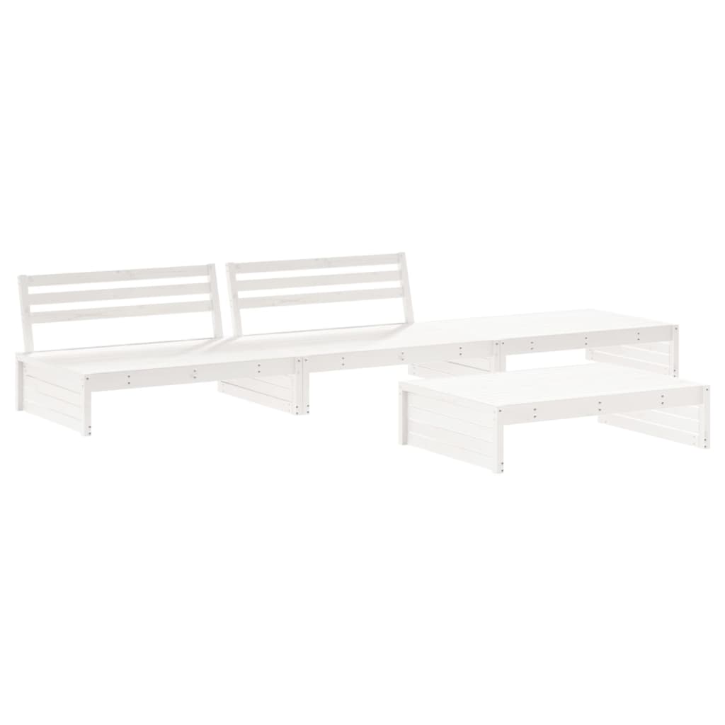 Set Divani da Giardino 4pz con Cuscini in Legno Massello Bianco - homemem39