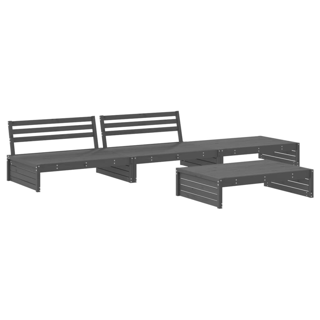 Set Divani da Giardino 4pz con Cuscini in Legno Massello Grigio - homemem39