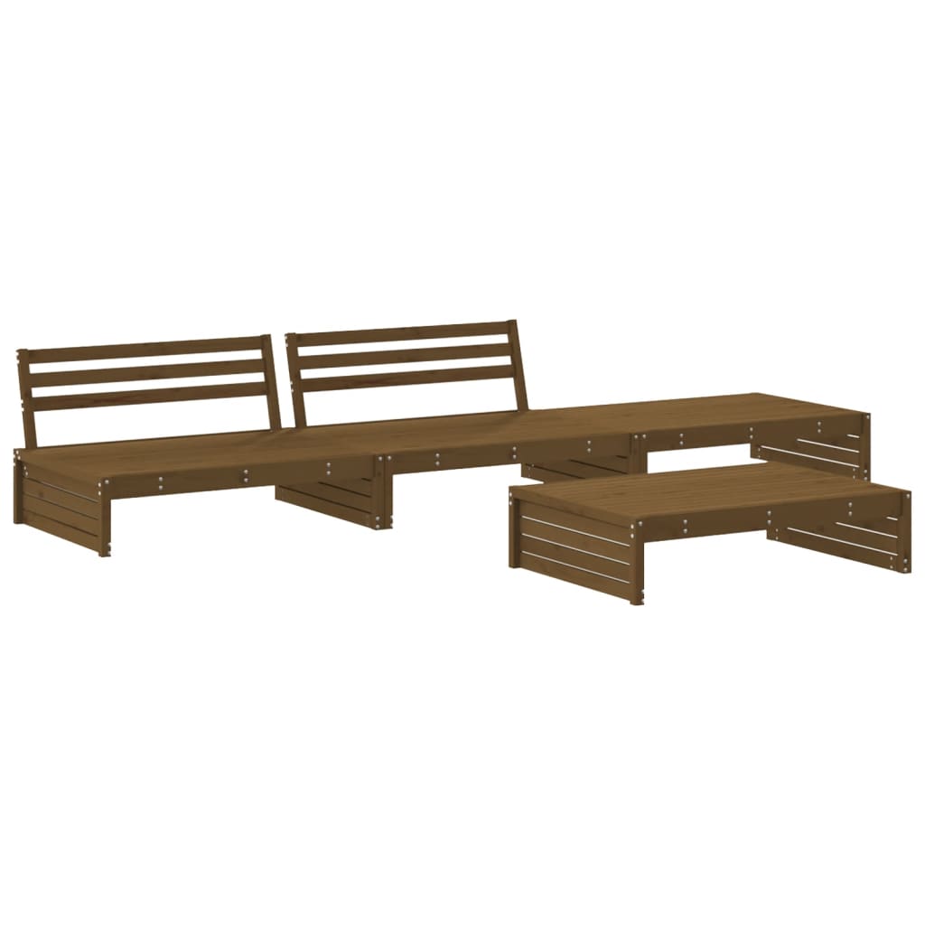 Set Divani da Giardino 4 pz con Cuscini in Legno Massello Miele - homemem39