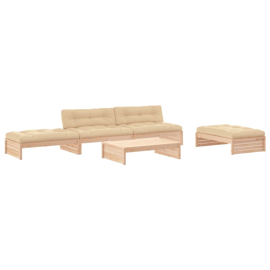 Set Divani da Giardino 5 pz con Cuscini in Legno Massello - homemem39