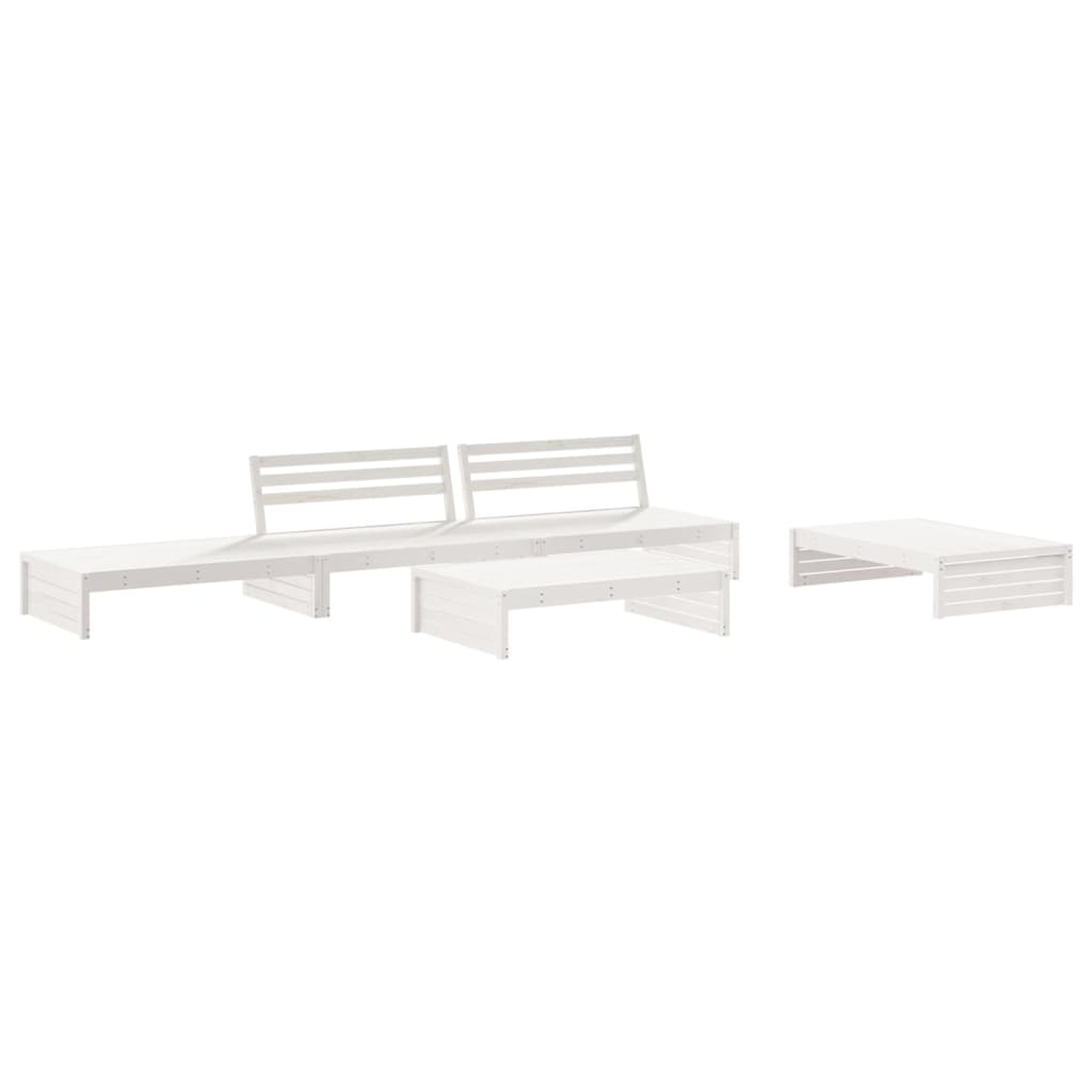 Set Divani da Giardino 5pz con Cuscini in Legno Massello Bianco - homemem39